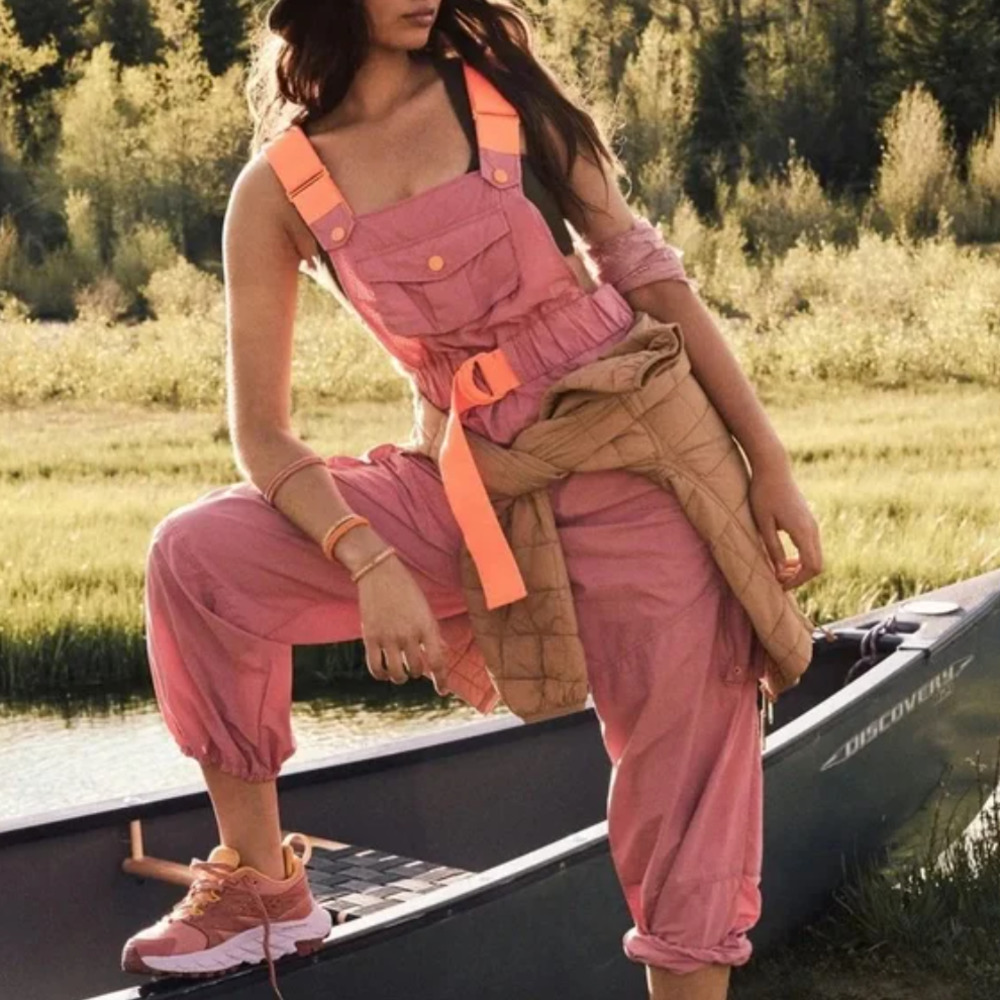 Free People Pink Jumpsuit with Orange Accents